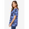 Woman Within Plus Size Perfect Printed Short-Sleeve Crewneck Tee(Navy Floral Tie Dye)