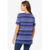 Woman Within Plus Size Perfect Printed Short-Sleeve Crewneck Tee(Navy Patchwork Stripe)