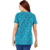 Woman Within Plus Size Perfect Printed Short-Sleeve Crewneck Tee(Soft Iris Blossom Vine)