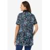 Woman Within Plus Size Perfect Printed Short-Sleeve Polo Shirt(Black Paisley)