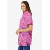Woman Within Plus Size Perfect Printed Short-Sleeve Polo Shirt(Peony Petal Paisley)