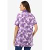 Woman Within Plus Size Perfect Printed Short-Sleeve Polo Shirt(Petal Purple Tie Dye)
