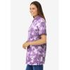 Woman Within Plus Size Perfect Printed Short-Sleeve Polo Shirt(Petal Purple Tie Dye)