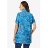 Woman Within Plus Size Perfect Printed Short-Sleeve Polo Shirt(Pretty Turquoise Paisley)