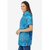 Woman Within Plus Size Perfect Printed Short-Sleeve Polo Shirt(Pretty Turquoise Paisley)