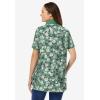 Woman Within Plus Size Perfect Printed Short-Sleeve Polo Shirt(Sage Blossom Vine)