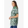 Woman Within Plus Size Perfect Printed Short-Sleeve Polo Shirt(Sage Blossom Vine)