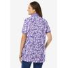 Woman Within Plus Size Perfect Printed Short-Sleeve Polo Shirt(Soft Iris Blossom Vine)