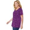 Woman Within Plus Size Perfect Printed Short-Sleeve V-Neck Tee(Black Paisley)