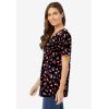 Woman Within Plus Size Perfect Printed Short-Sleeve V-Neck Tee(Black Tossed Hearts)