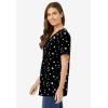 Woman Within Plus Size Perfect Printed Short-Sleeve V-Neck Tee(Black White Stars)