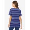 Woman Within Plus Size Perfect Printed Short-Sleeve V-Neck Tee(Navy Patchwork Stripe)