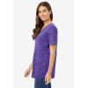 Woman Within Plus Size Perfect Printed Short-Sleeve V-Neck Tee(Petal Purple Floral Paisley)