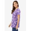 Woman Within Plus Size Perfect Printed Short-Sleeve V-Neck Tee(Petal Purple Tie Dye)