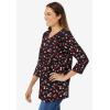 Woman Within Plus Size Perfect Printed Three-Quarter Sleeve V-Neck Tee(Black Tossed Hearts)