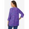 Woman Within Plus Size Perfect Printed Three-Quarter Sleeve V-Neck Tee(Petal Purple Floral Paisley)