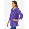 Woman Within Plus Size Perfect Printed Three-Quarter Sleeve V-Neck Tee(Petal Purple Floral Paisley)