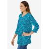 Woman Within Plus Size Perfect Printed Three-Quarter Sleeve V-Neck Tee(Waterfall Lovely Ditsy)