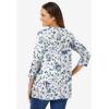 Woman Within Plus Size Perfect Printed Three-Quarter Sleeve V-Neck Tee(White Butterflies)