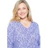 Woman Within Plus Size Perfect Printed Three-Quarter Sleeve V-Neck Tee(White Lovely Ditsy)