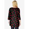 Woman Within Plus Size Perfect Printed Three-Quarter-Sleeve V-Neck Tunic(Black Poinsettia)
