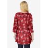 Woman Within Plus Size Perfect Printed Three-Quarter-Sleeve V-Neck Tunic(Classic Red Textured Snowflake)