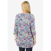 Woman Within Plus Size Perfect Printed Three-Quarter-Sleeve V-Neck Tunic(Heather Grey Field Floral)