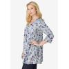 Woman Within Plus Size Perfect Printed Three-Quarter-Sleeve V-Neck Tunic(Heather Grey Pretty Floral)