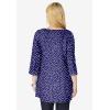 Woman Within Plus Size Perfect Printed Three-Quarter-Sleeve V-Neck Tunic(Navy Offset Dot)