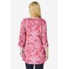 Woman Within Plus Size Perfect Printed Three-Quarter-Sleeve V-Neck Tunic(Rose Pink Patchwork)