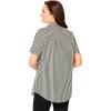 Woman Within Plus Size Perfect Short Sleeve Button-Down Shirt Oversized Tunic Blouse(Black Stripe)