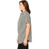 Woman Within Plus Size Perfect Short Sleeve Button-Down Shirt Oversized Tunic Blouse(Black Stripe)