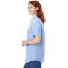 Woman Within Plus Size Perfect Short Sleeve Button-Down Shirt Oversized Tunic Blouse(French Blue Stripe)