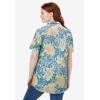 Woman Within Plus Size Perfect Short Sleeve Button-Down Shirt Oversized Tunic Blouse(Yellow Painted Floral)