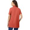 Woman Within Plus Size Perfect Short-Sleeve Polo Shirt(Burnt Red)
