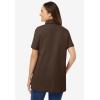 Woman Within Plus Size Perfect Short-Sleeve Polo Shirt(Chocolate)