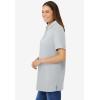 Woman Within Plus Size Perfect Short-Sleeve Polo Shirt(Heather Grey)