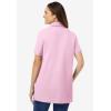 Woman Within Plus Size Perfect Short-Sleeve Polo Shirt(Pink)