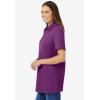 Woman Within Plus Size Perfect Short-Sleeve Polo Shirt(Plum Purple)