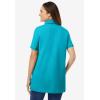 Woman Within Plus Size Perfect Short-Sleeve Polo Shirt(Pretty Turquoise)