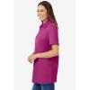 Woman Within Plus Size Perfect Short-Sleeve Polo Shirt(Raspberry)