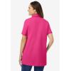 Woman Within Plus Size Perfect Short-Sleeve Polo Shirt(Raspberry Sorbet)