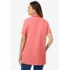 Woman Within Plus Size Perfect Short-Sleeve Polo Shirt(Sweet Coral)