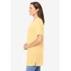 Woman Within Plus Size Perfect Short-Sleeve Shirred V-Neck Tunic(Banana)