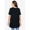 Woman Within Plus Size Perfect Short-Sleeve Shirred V-Neck Tunic(Black)