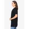Woman Within Plus Size Perfect Short-Sleeve Shirred V-Neck Tunic(Black)