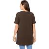Woman Within Plus Size Perfect Short-Sleeve Shirred V-Neck Tunic(Chocolate)