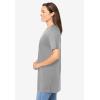 Woman Within Plus Size Perfect Short-Sleeve Shirred V-Neck Tunic(Classic Medium Heather Grey)
