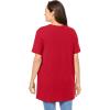 Woman Within Plus Size Perfect Short-Sleeve Shirred V-Neck Tunic(Classic Red)