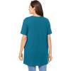 Woman Within Plus Size Perfect Short-Sleeve Shirred V-Neck Tunic(Deep Teal)